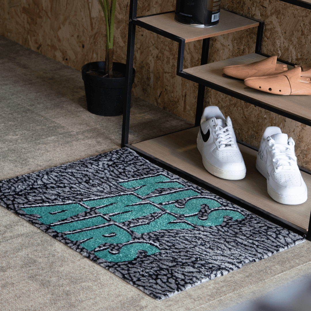 a shoe rack with shoes on it