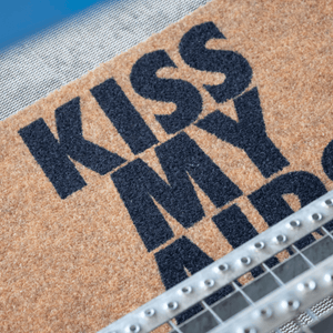 a close up of a doormat