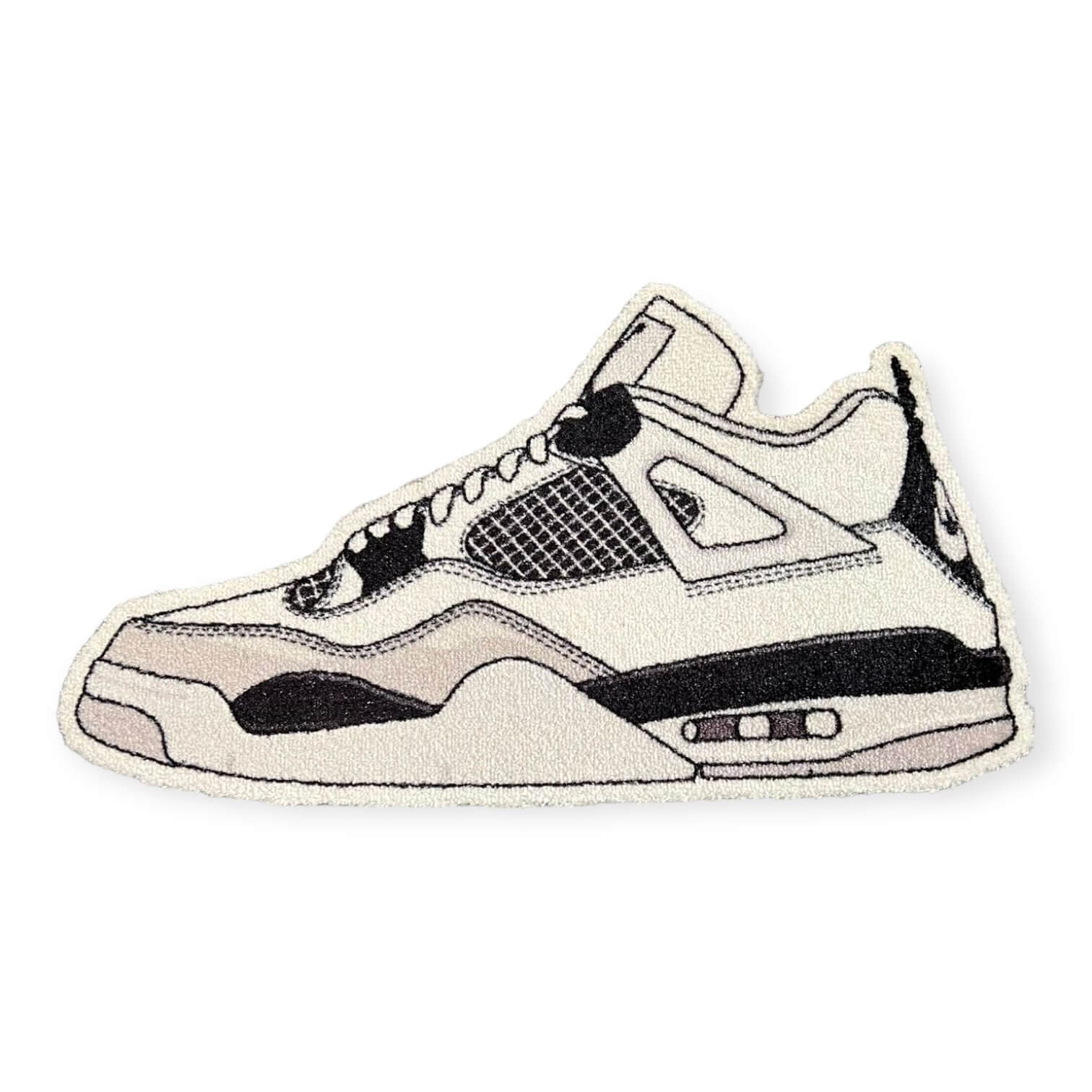 Sneaker Essentials - Cutout vloerkleed - jordan 4 - Military Black Small - Sneaker Essentials