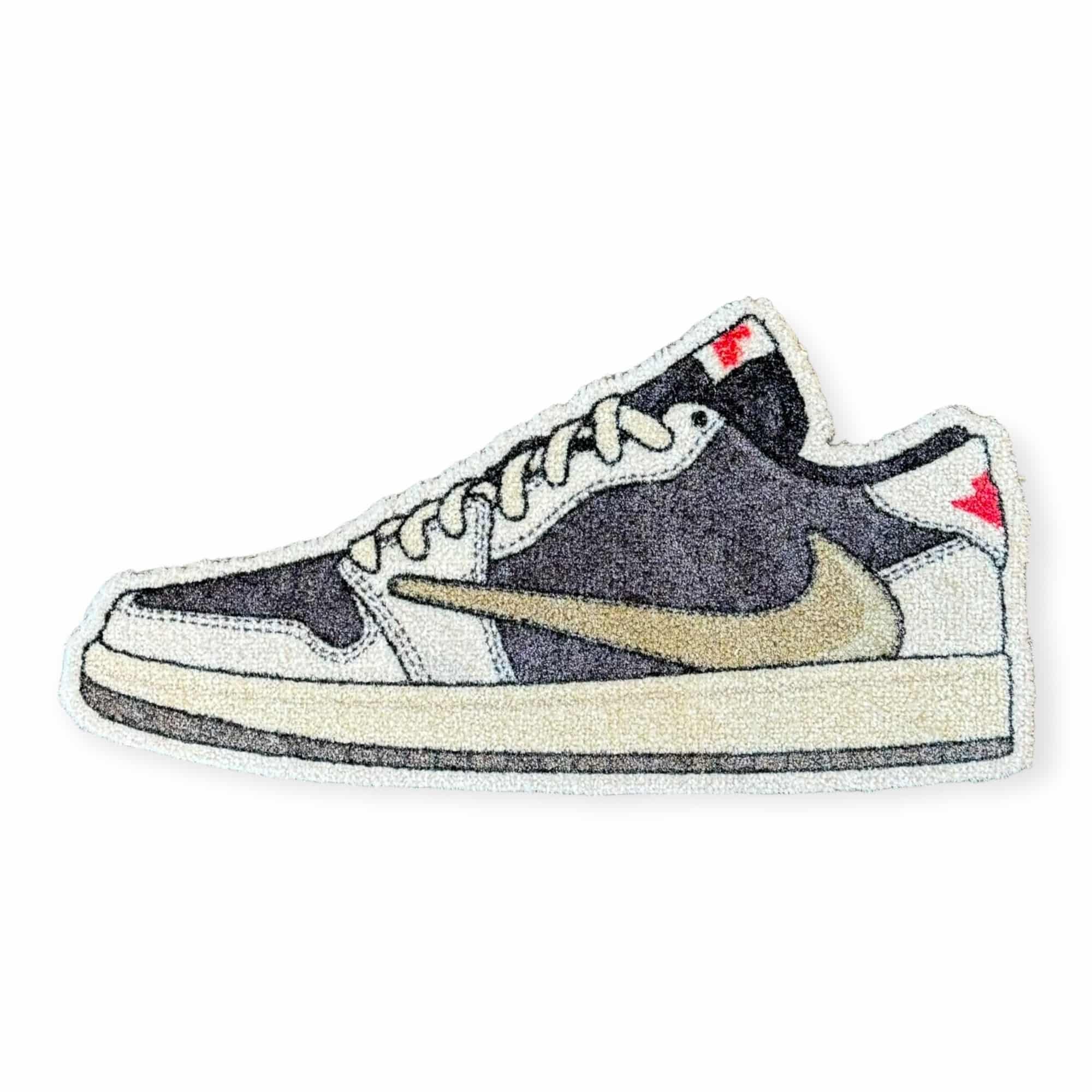 Sneaker Essentials - Cutout vloerkleed - jordan 1 low x Travis Scott - Olive Small - Sneaker Essentials